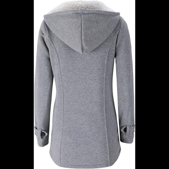 Womens Fashion Horn Button Fleece Thicken Coat with Hood Winter Warm Jacket - Picture 2 of 6